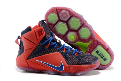Mens Nike Nike Lebron 12 Fire Red Blue Green Shoes Low Price